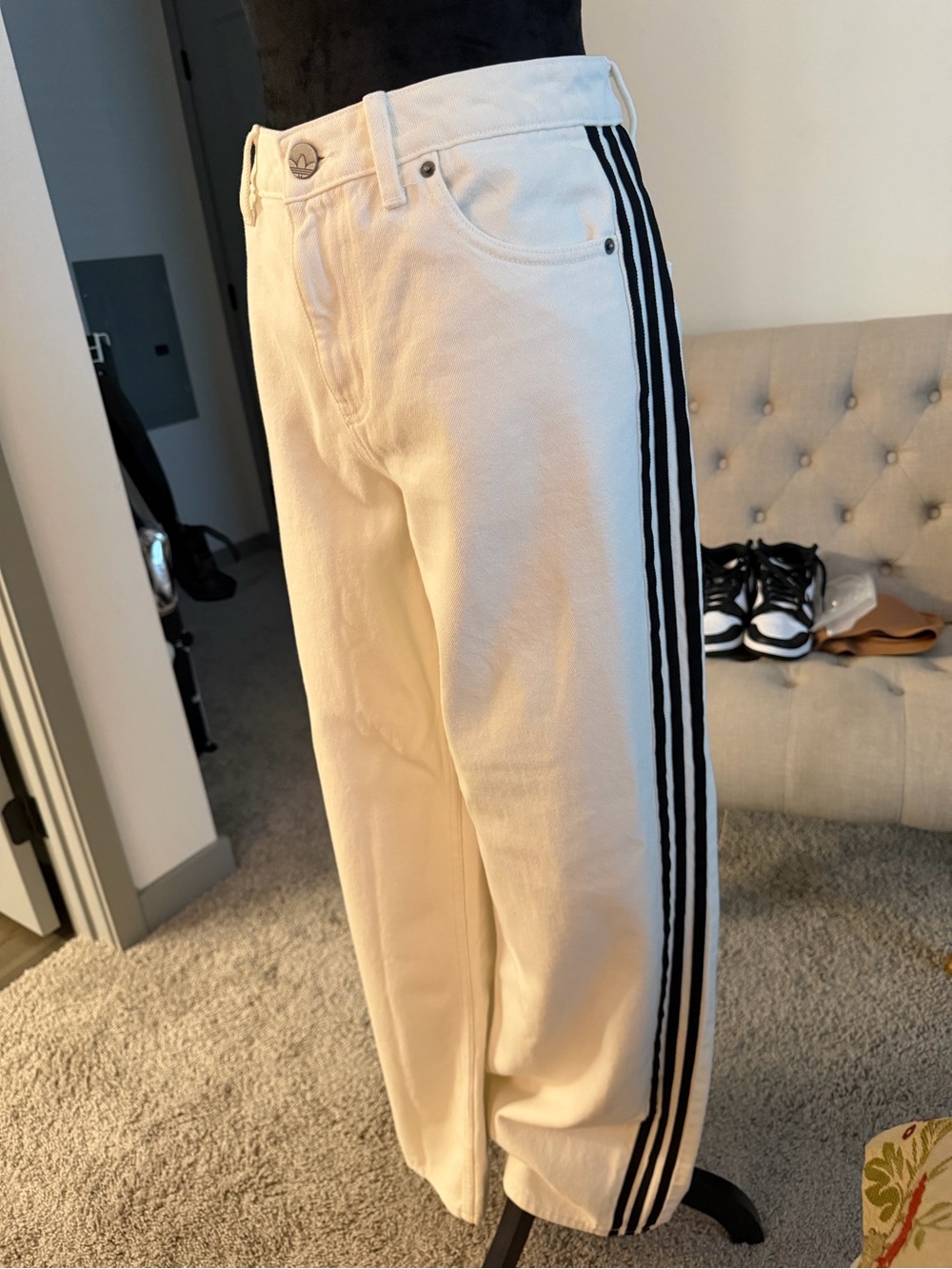adidas Cloud White Pants with Black Side Trim